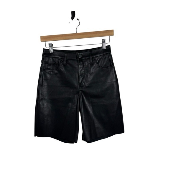 NWOT Express Super High Waisted Faux Leather 90s Bermuda Shorts Black Size 2 - Picture 10 of 14